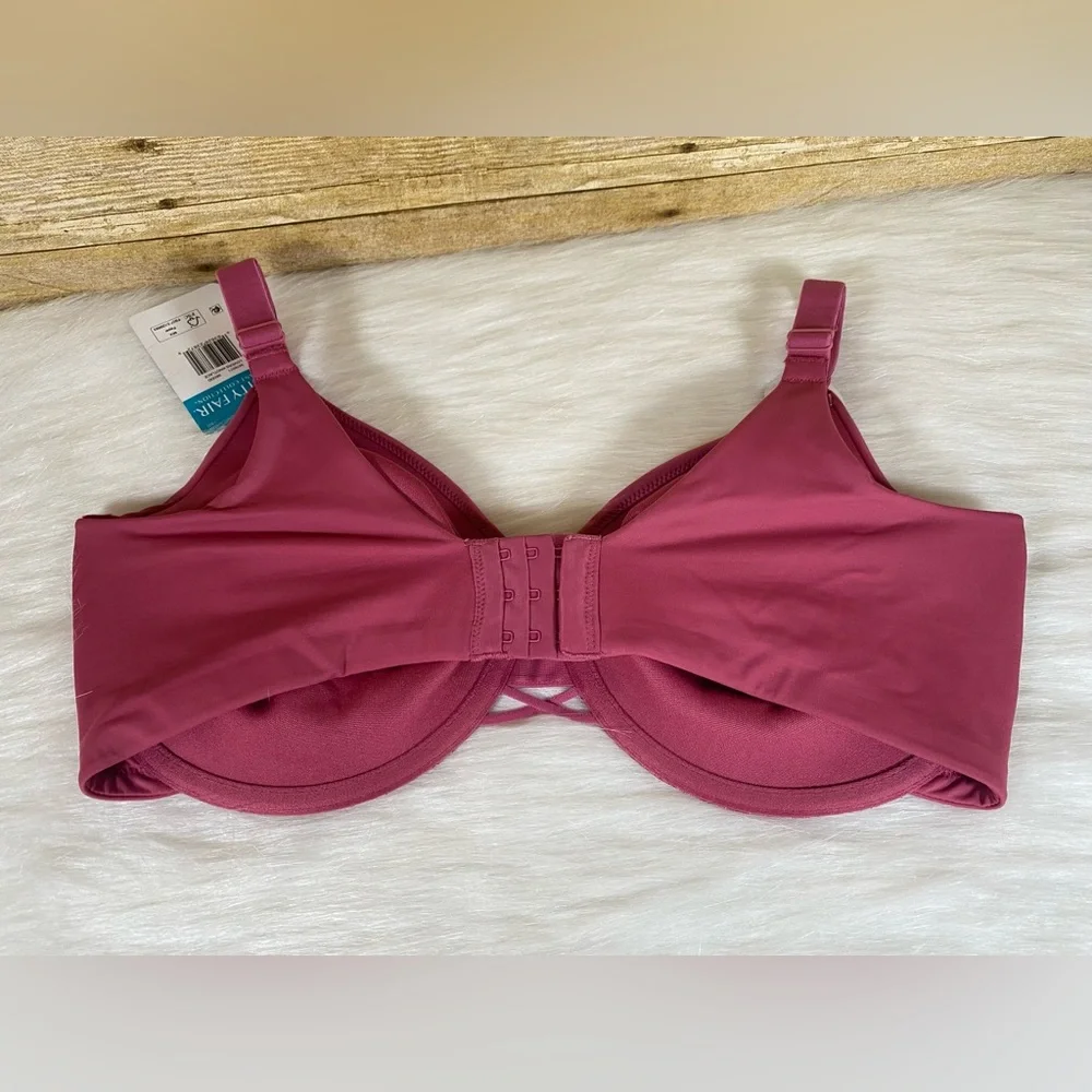 NWT Vanity Fair Womens Bra Radiant Smooth Back Underwire Mauve 38DDD